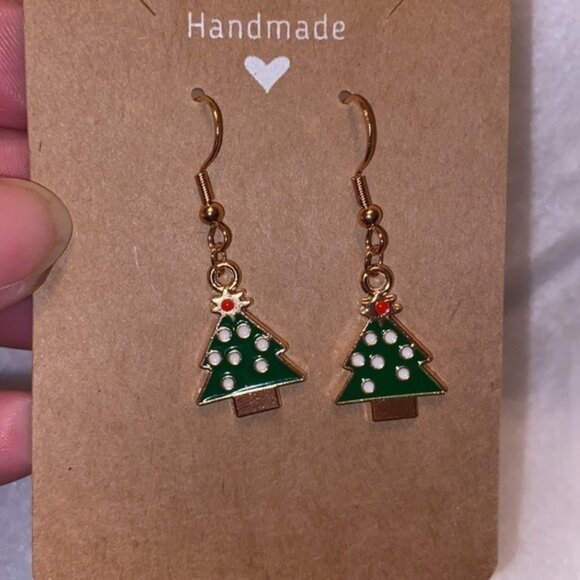 Christmas Tree with White  Lights Earrings - Picture 5 of 5
